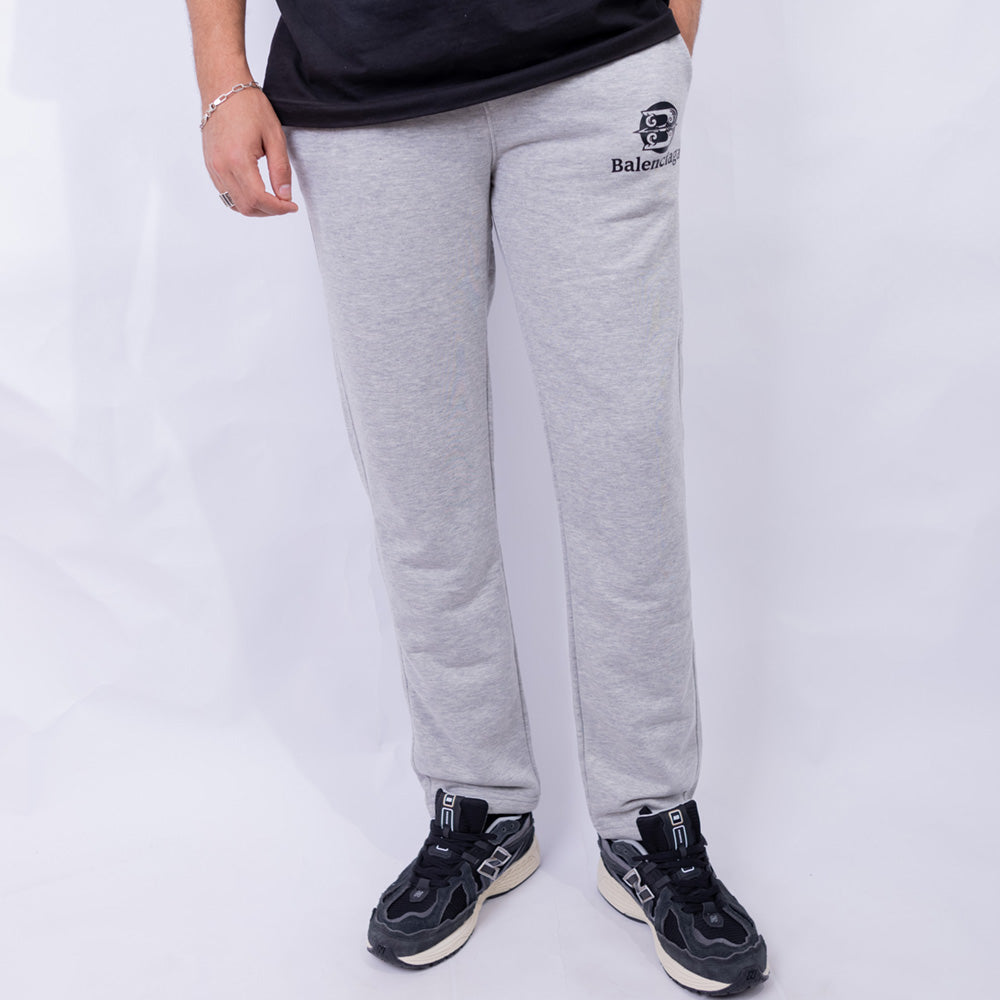 Wide Leg Fleece Sweatpants with Embroidered Logo for Men