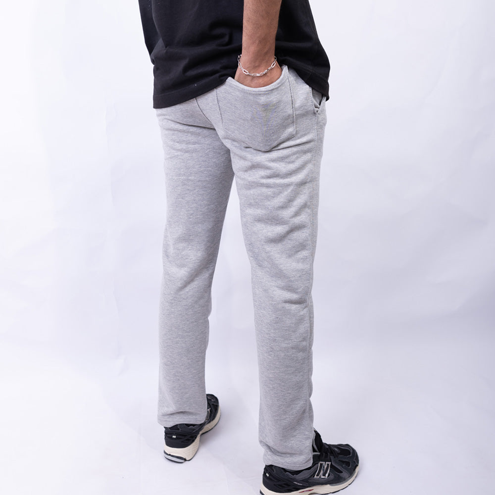 Wide Leg Fleece Sweatpants with Embroidered Logo for Men