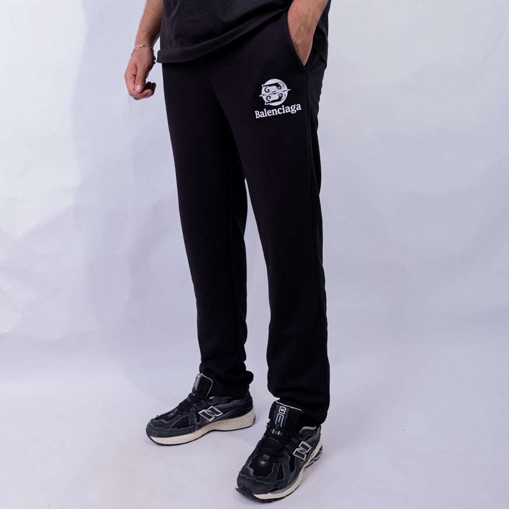 Wide Leg Fleece Sweatpants with Embroidered Logo for Men