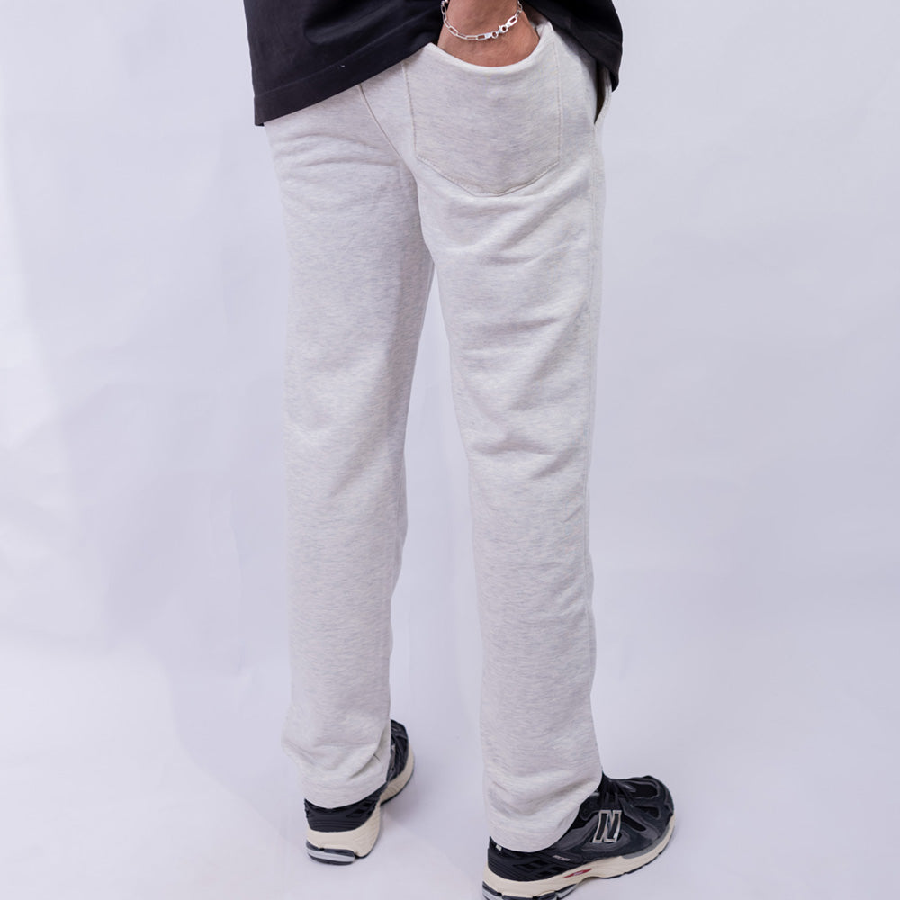 Wide Leg Fleece Sweatpants with Embroidered Logo for Men