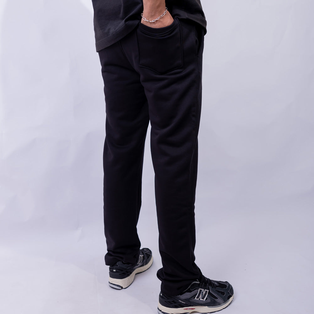 Wide Leg Fleece Sweatpants with Embroidered Logo for Men