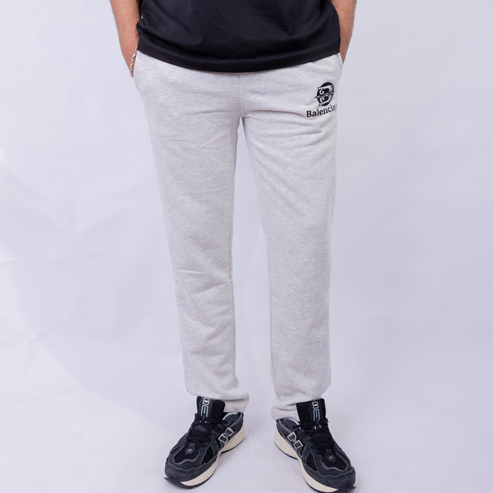 Wide Leg Fleece Sweatpants with Embroidered Logo for Men