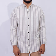 Regular Fit Cotton Striped Long Sleeve Shirt for Men