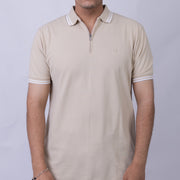 Slim Fit Half-Zip Cotton Men's Polo T-Shirt
