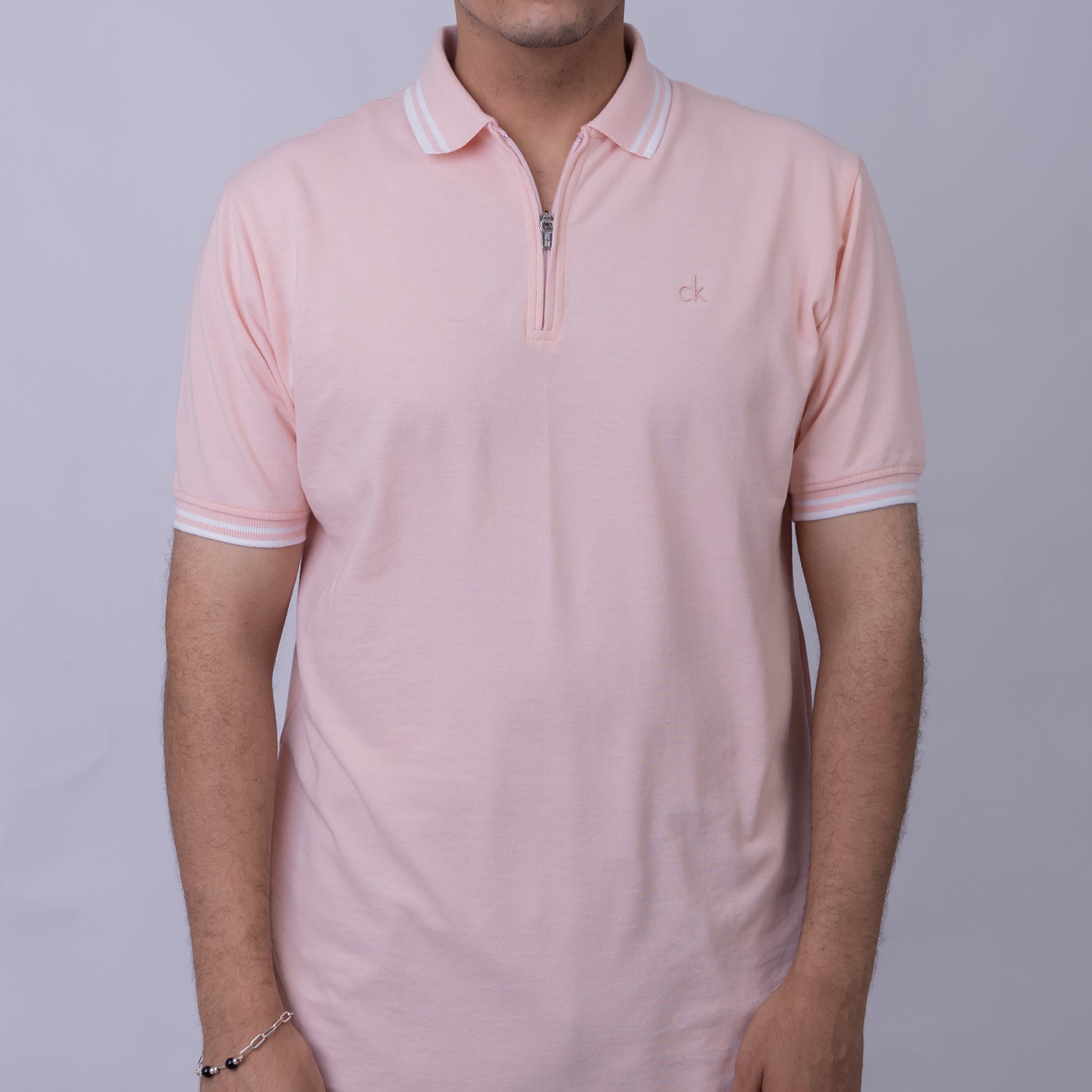 Slim Fit Half-Zip Cotton Men's Polo T-Shirt