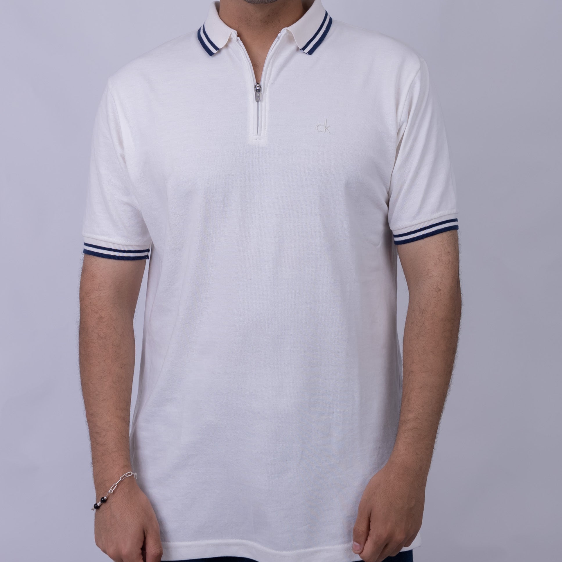 Slim Fit Half-Zip Cotton Men's Polo T-Shirt