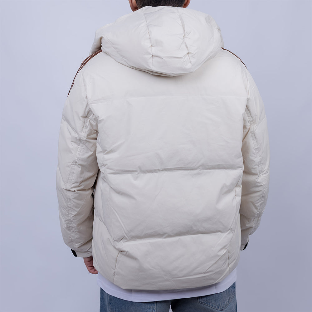 Relaxed Fit Waterproof Jacket for Men | Hooded Stripe Puffer