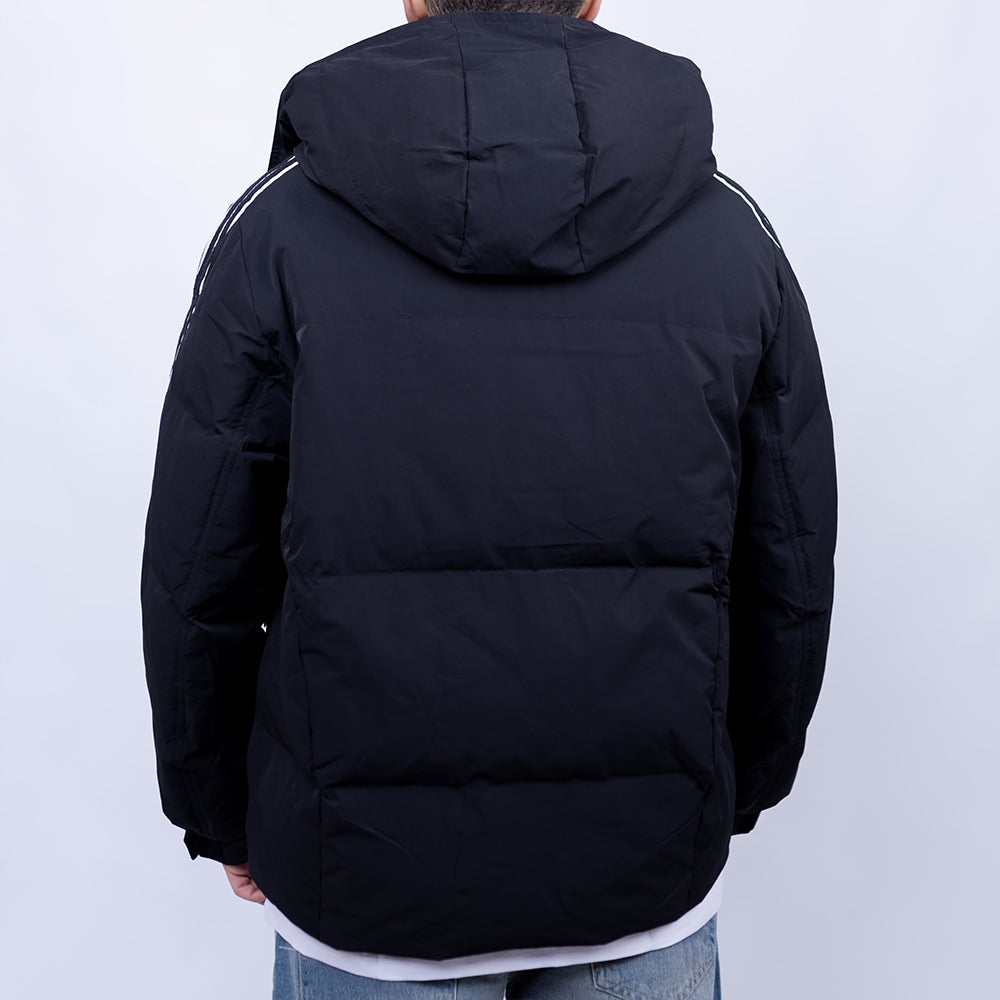 Relaxed Fit Waterproof Jacket for Men | Hooded Stripe Puffer