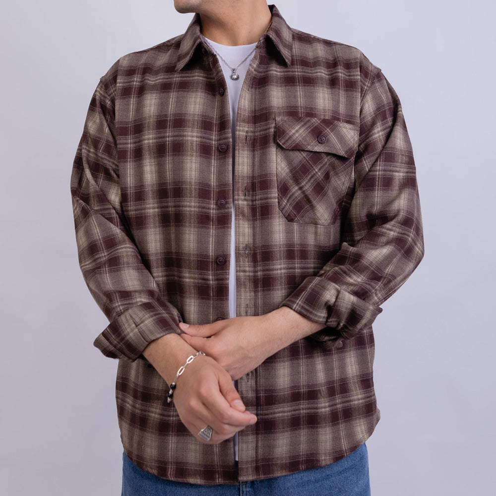 Relaxed Fit Flannel Long Sleeve Shirt for Men