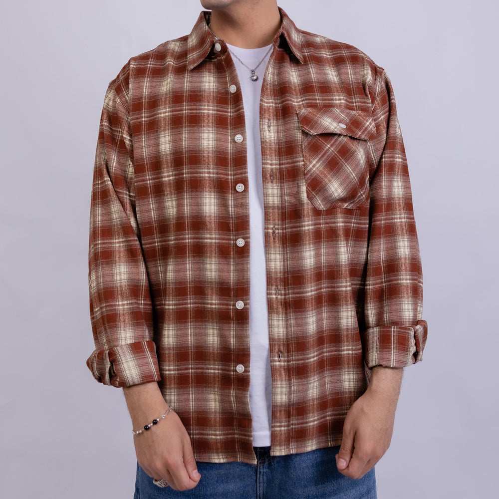 Relaxed Fit Flannel Long Sleeve Shirt for Men