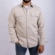 Relaxed Fit Gabardine Long Sleeve Shirt for Men