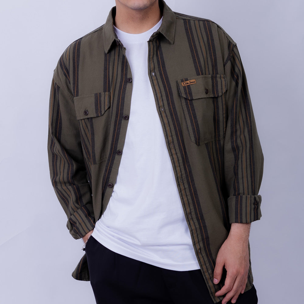 Relaxed Fit Cotton Long Sleeve Shirt for Men