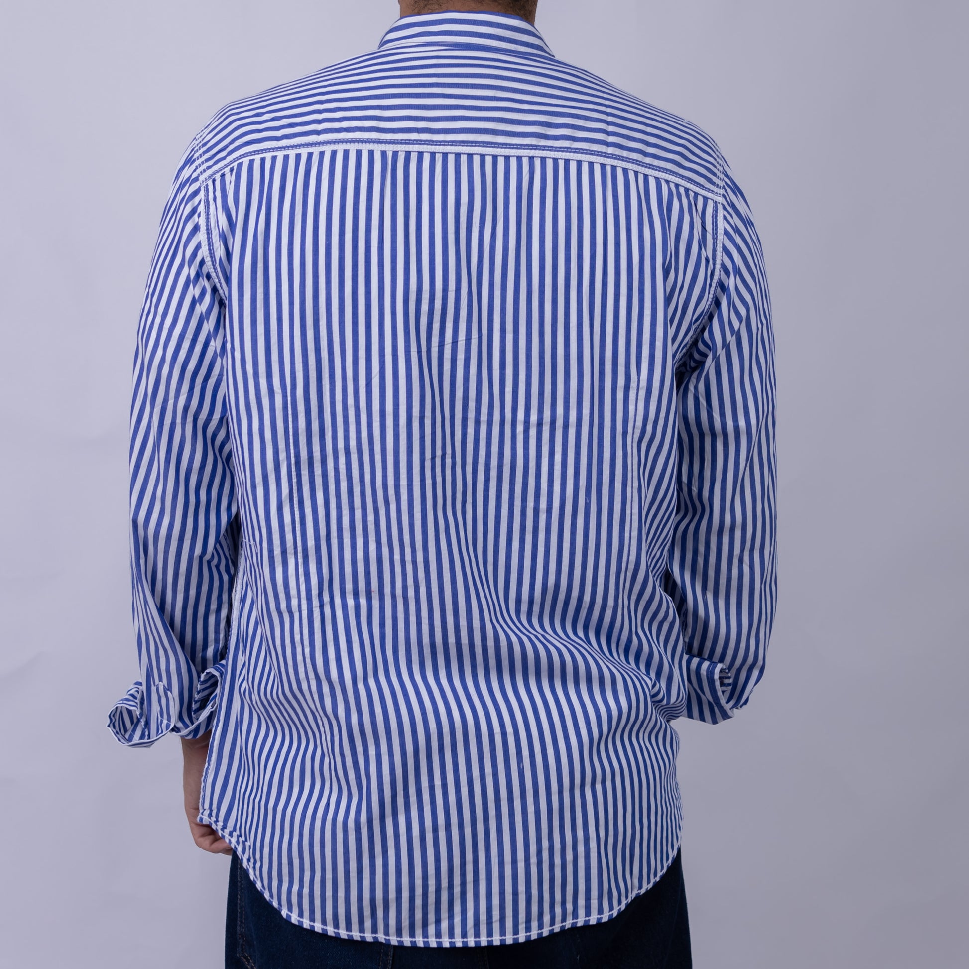 Relaxed Fit Poplin Long Sleeve Shirt for Men