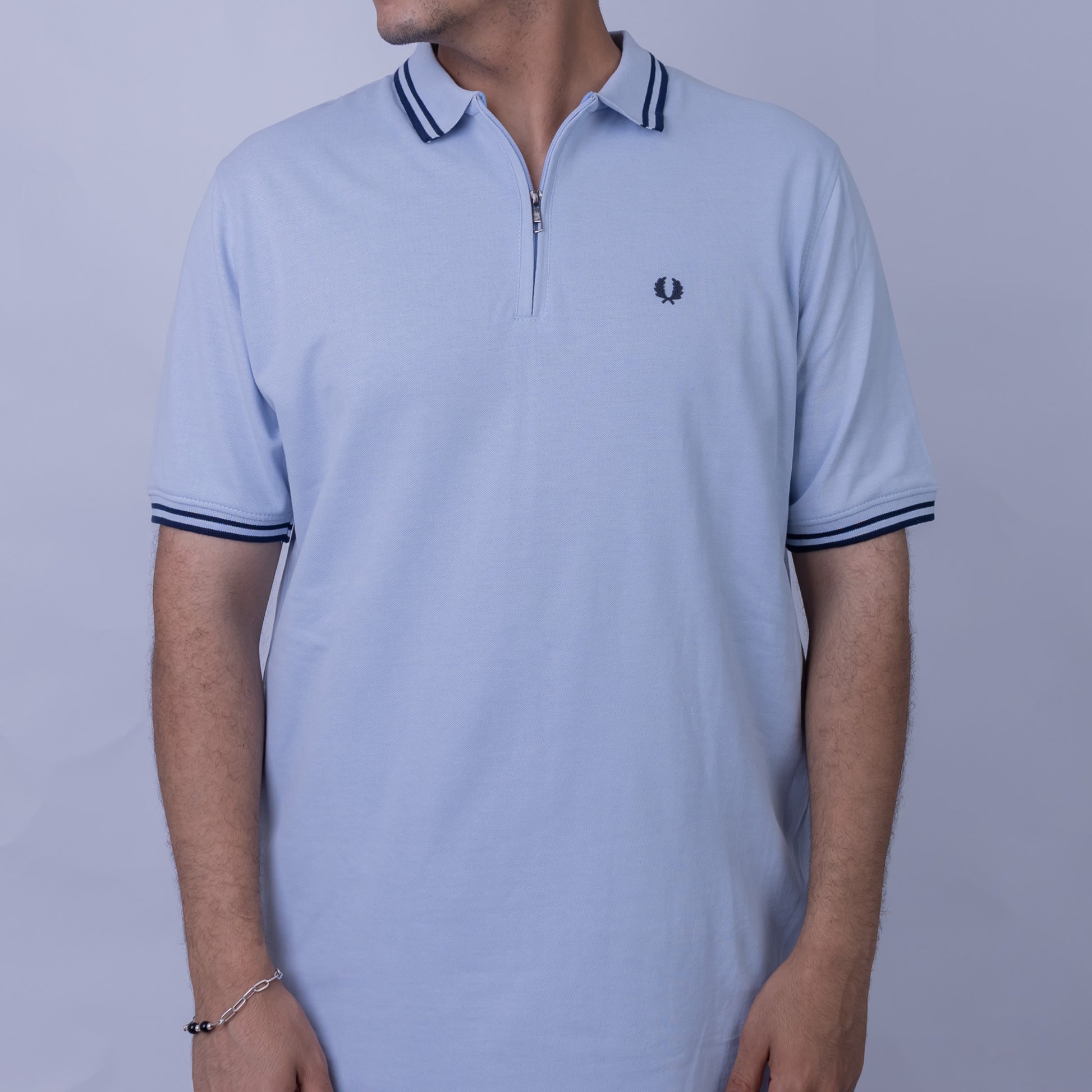 Slim Fit Half-Zip Cotton Men's Polo T-Shirt