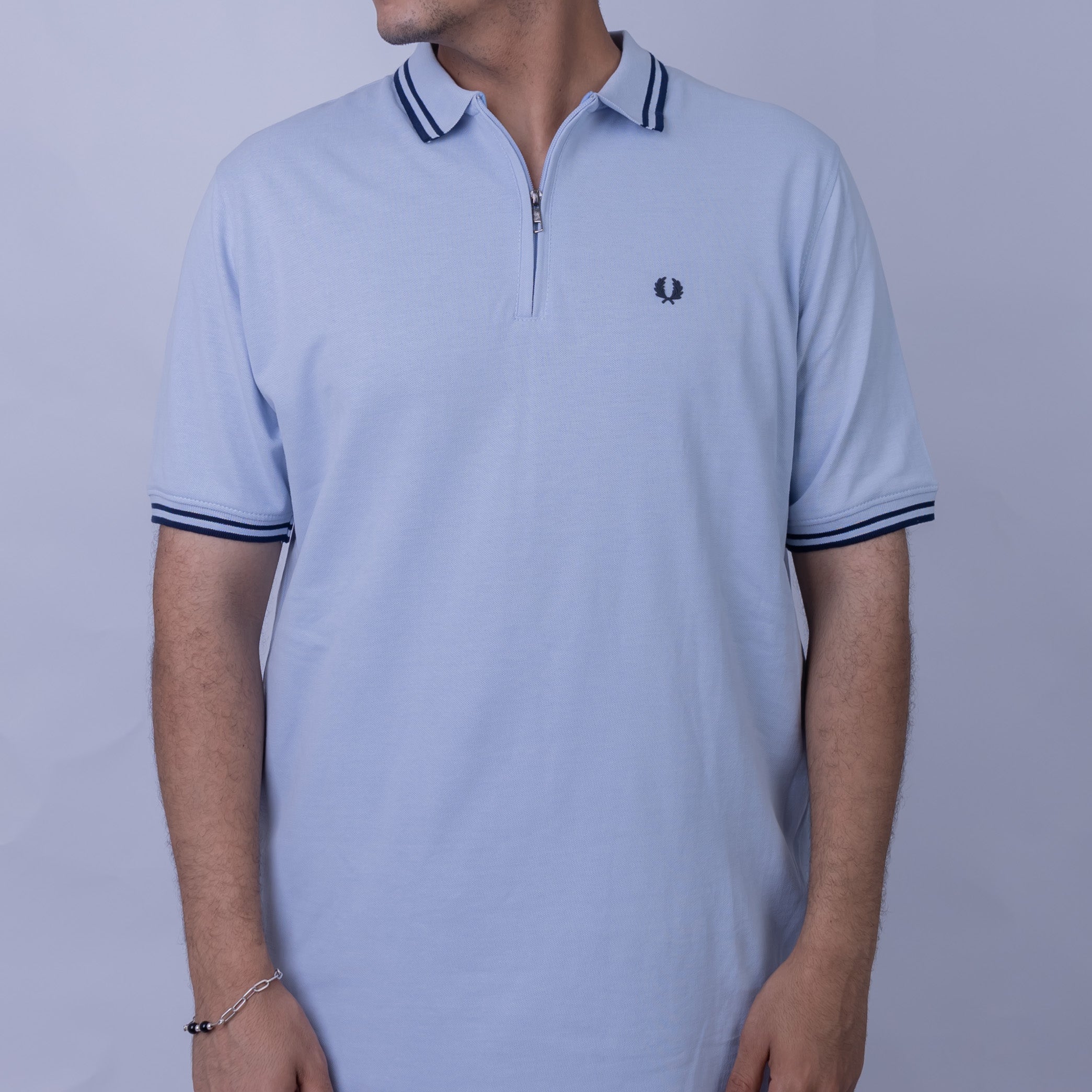 Slim Fit Half-Zip Cotton Men's Polo T-Shirt