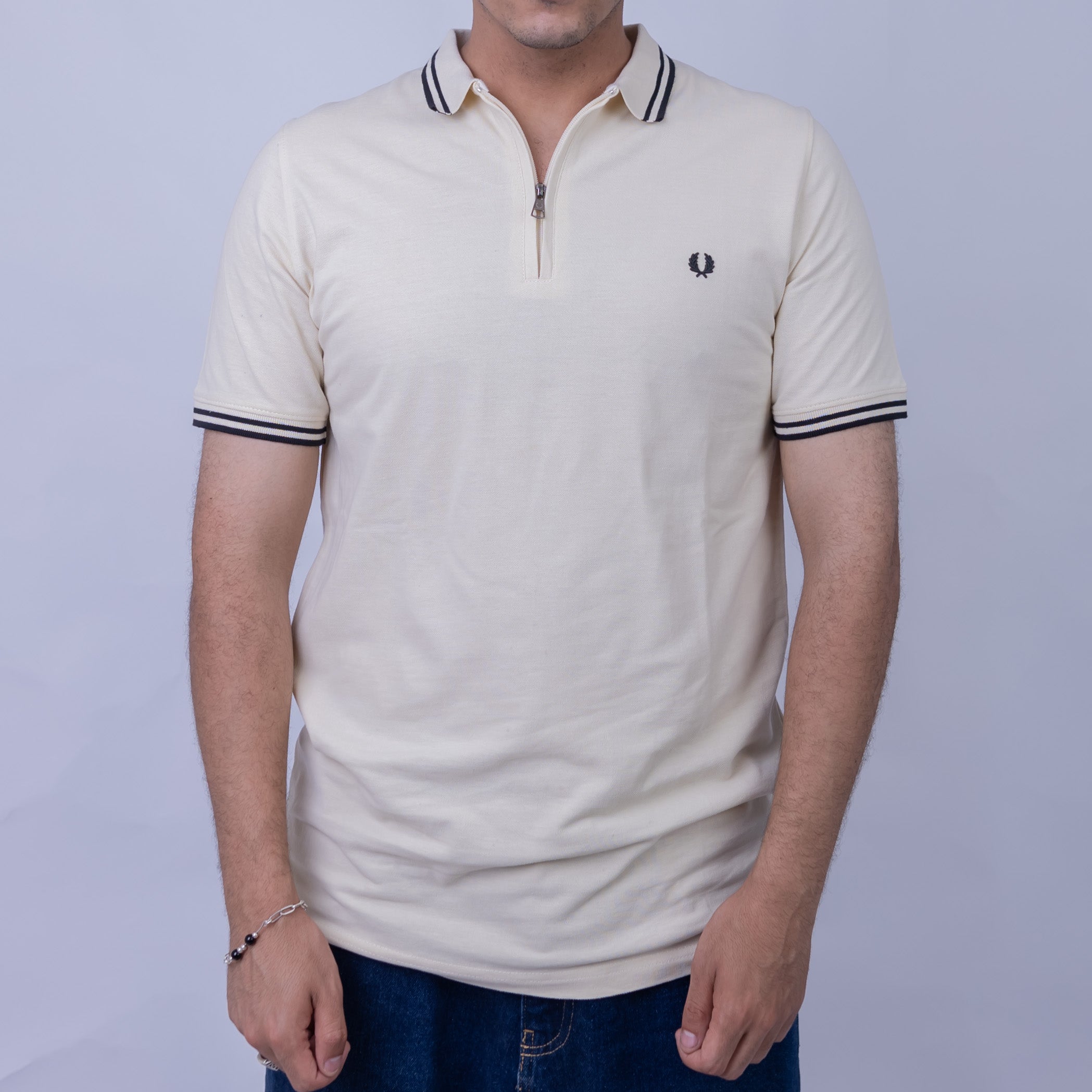 Slim Fit Half-Zip Cotton Men's Polo T-Shirt