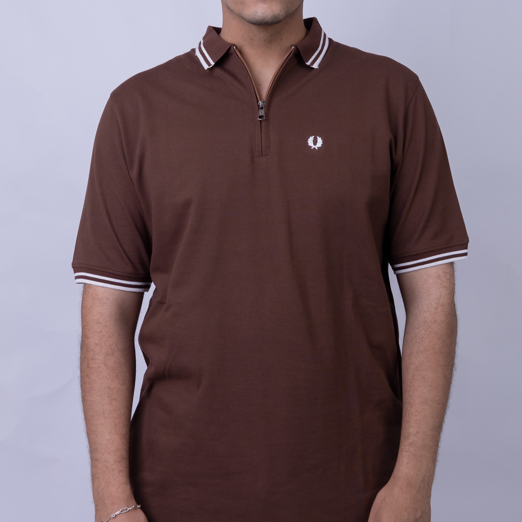 Slim Fit Half-Zip Cotton Men's Polo T-Shirt