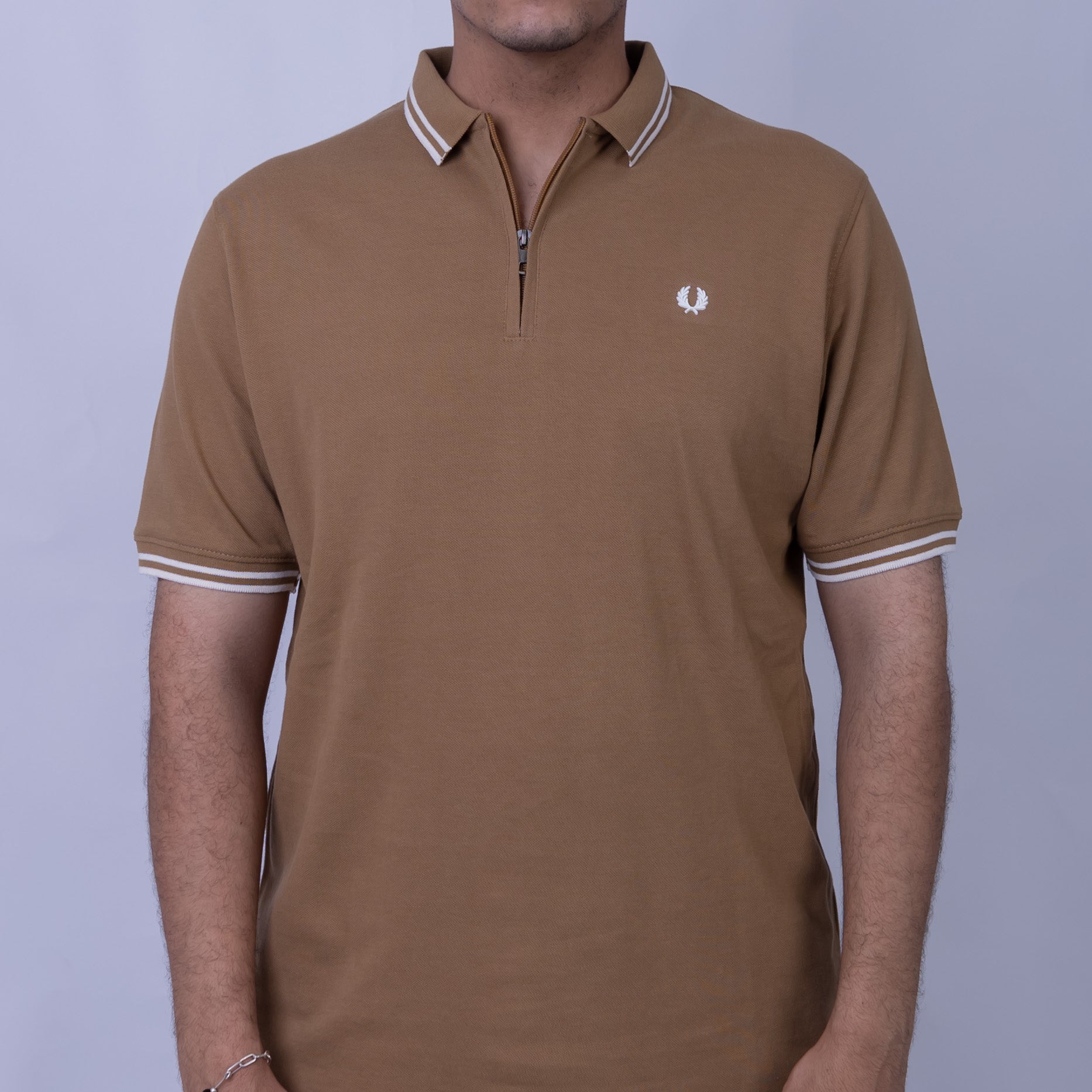 Slim Fit Half-Zip Cotton Men's Polo T-Shirt