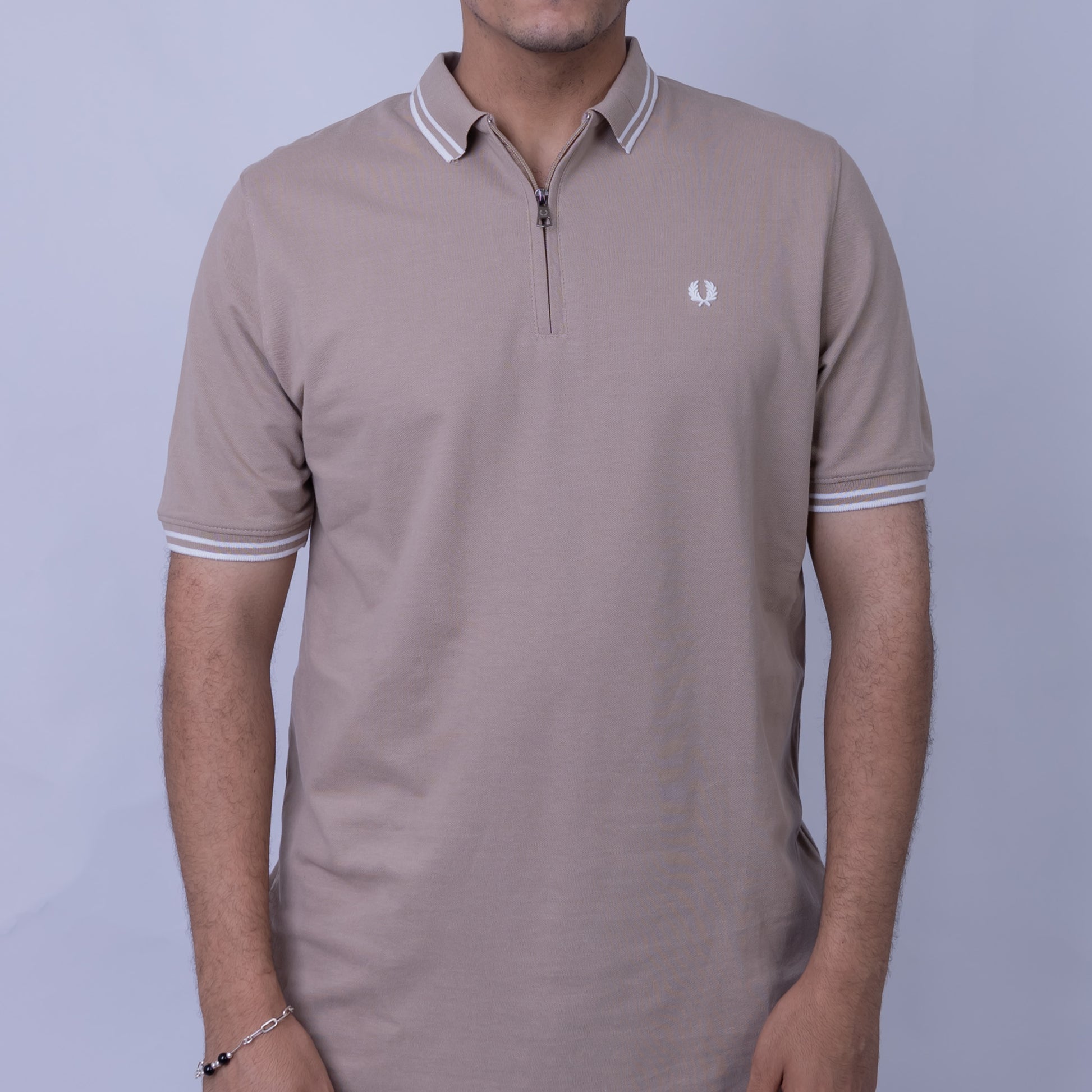 Slim Fit Half-Zip Cotton Men's Polo T-Shirt