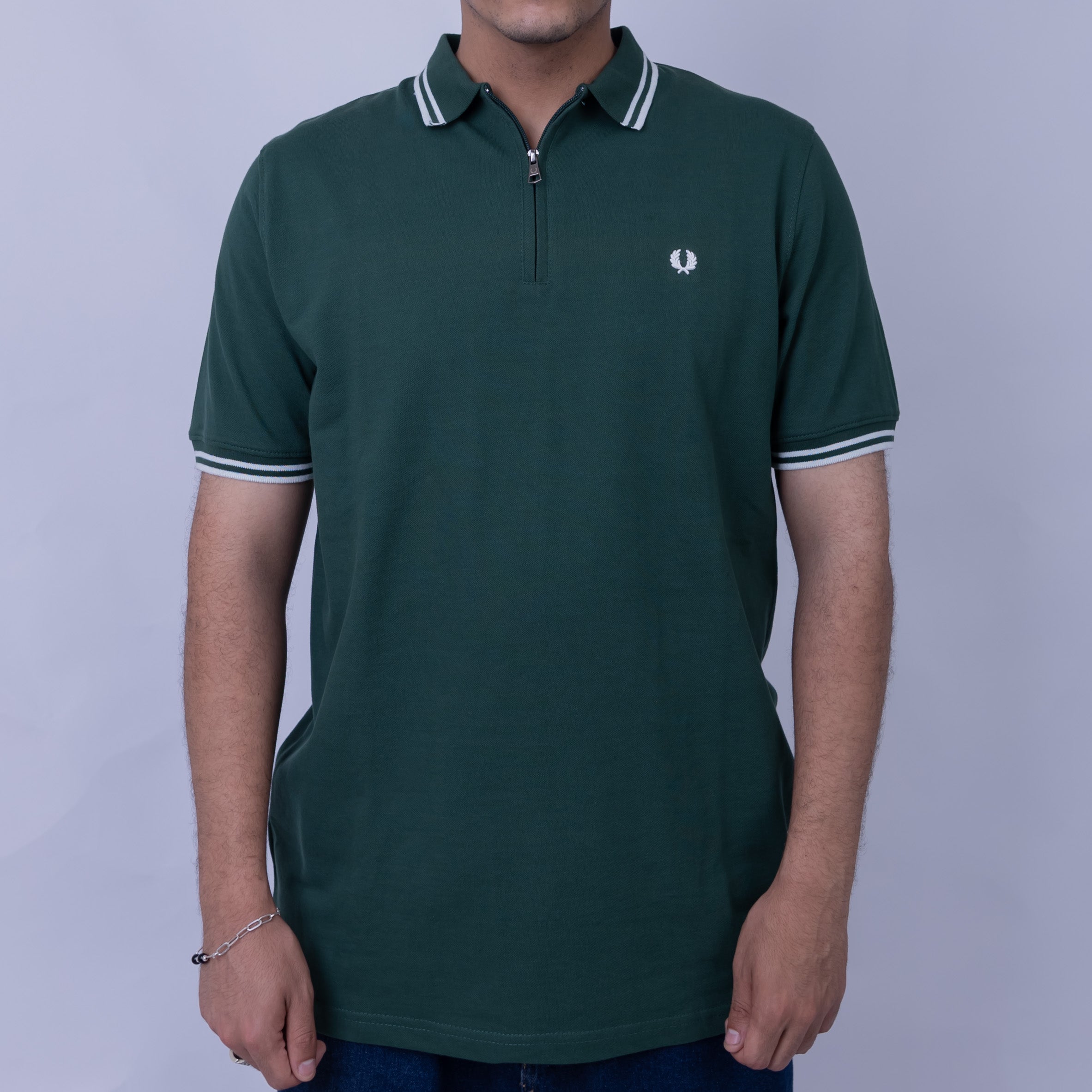 Slim Fit Half-Zip Cotton Men's Polo T-Shirt