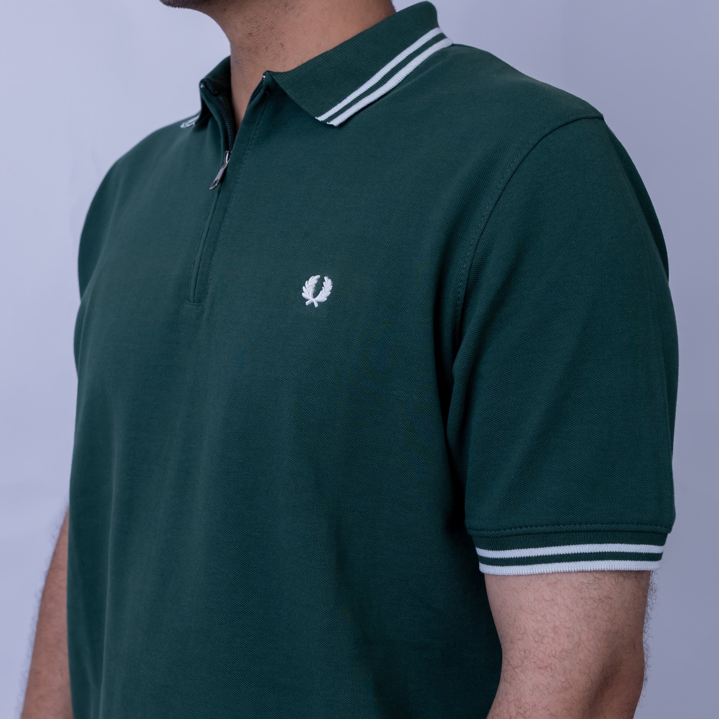 Slim Fit Half-Zip Cotton Men's Polo T-Shirt
