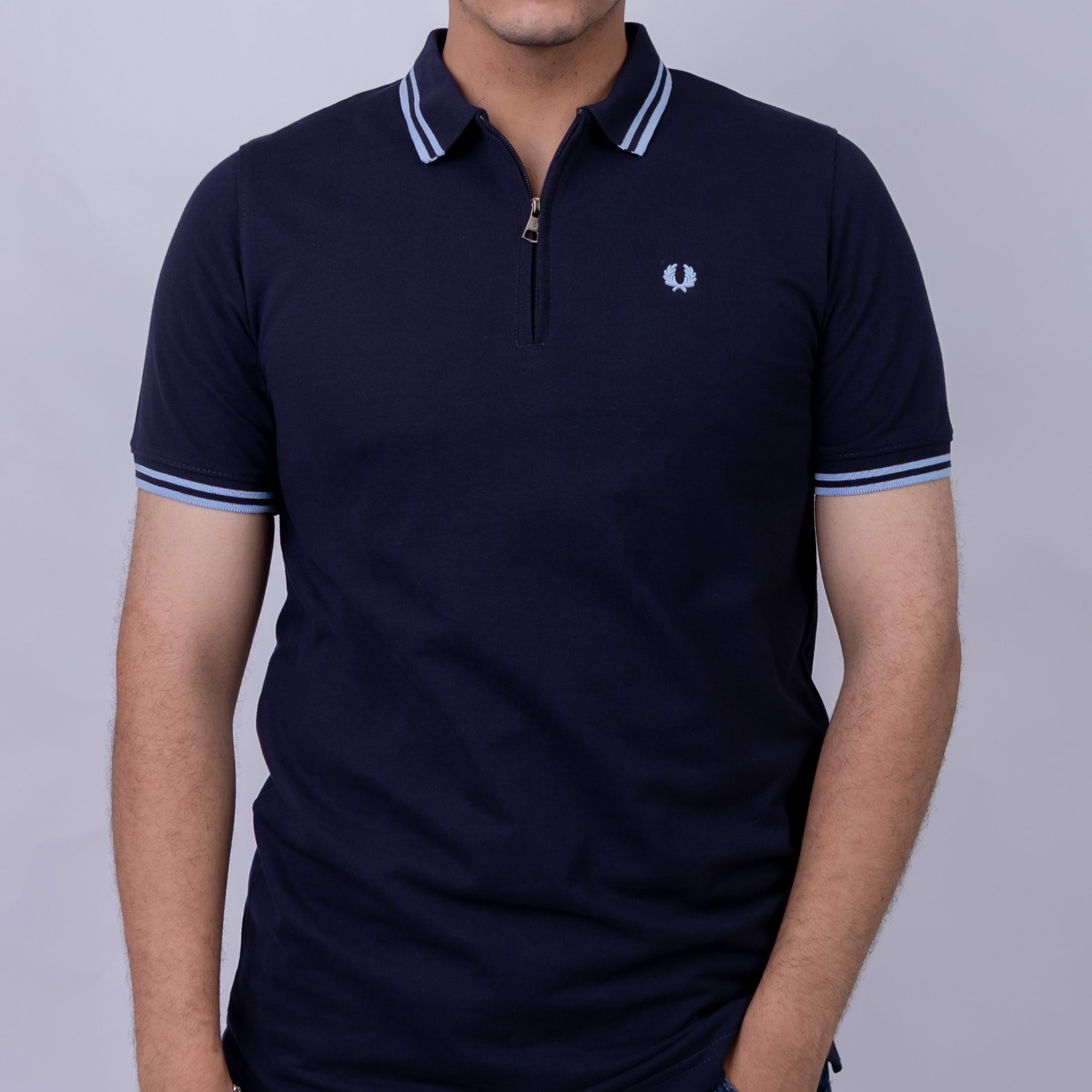 Slim Fit Half-Zip Cotton Men's Polo T-Shirt