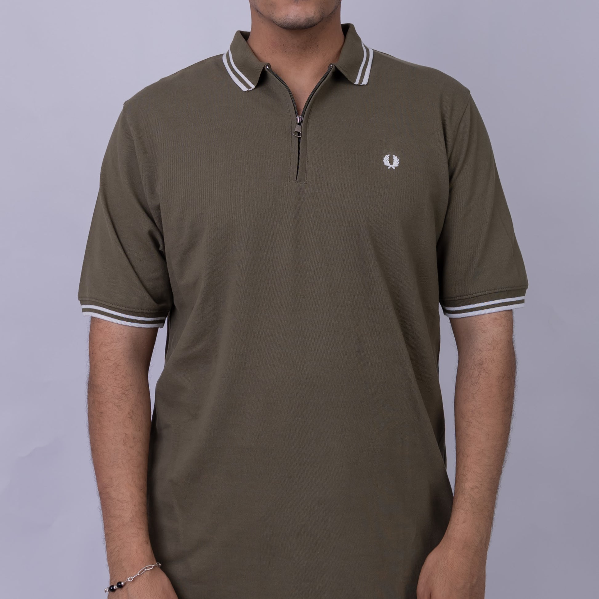 Slim Fit Half-Zip Cotton Men's Polo T-Shirt