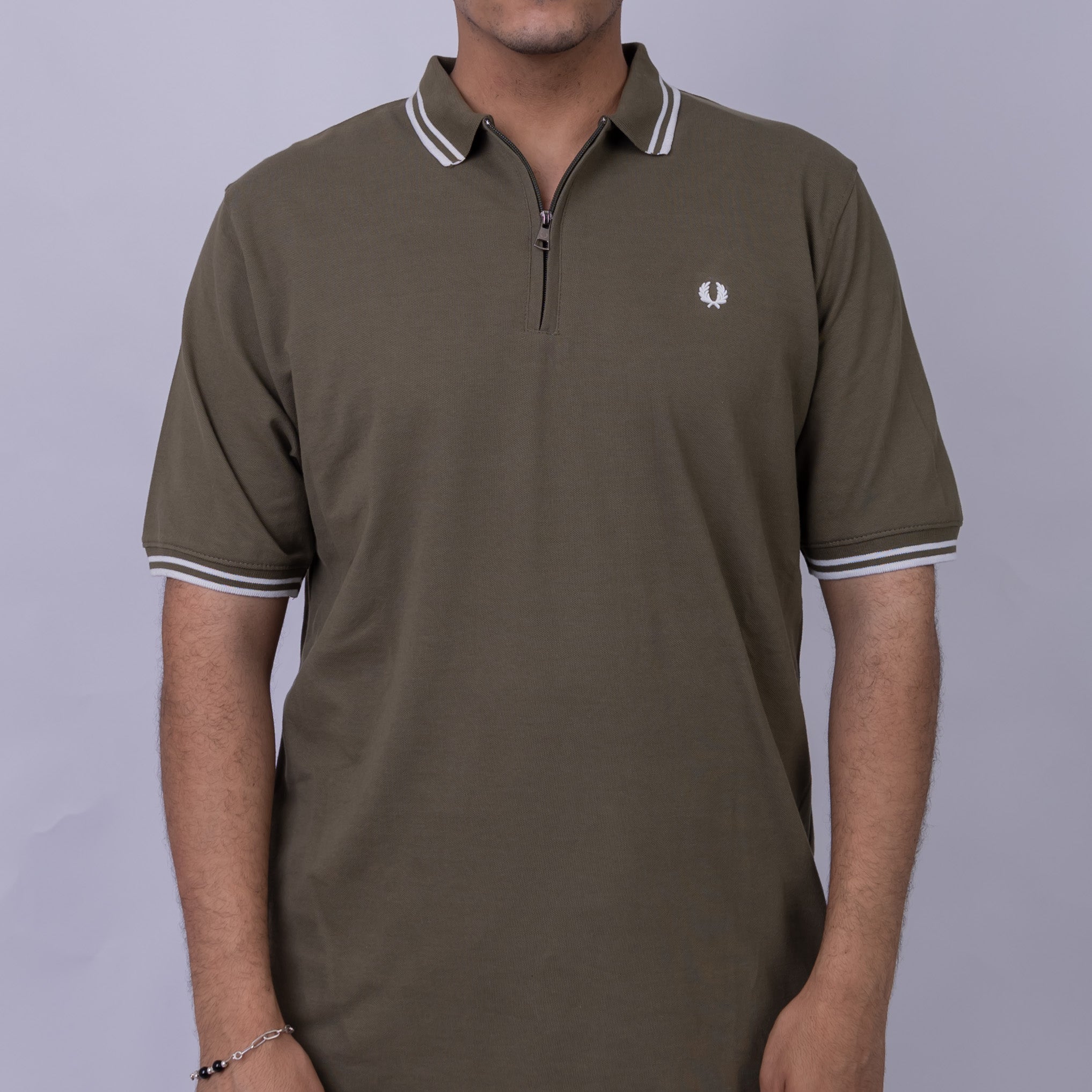 Slim Fit Half-Zip Cotton Men's Polo T-Shirt