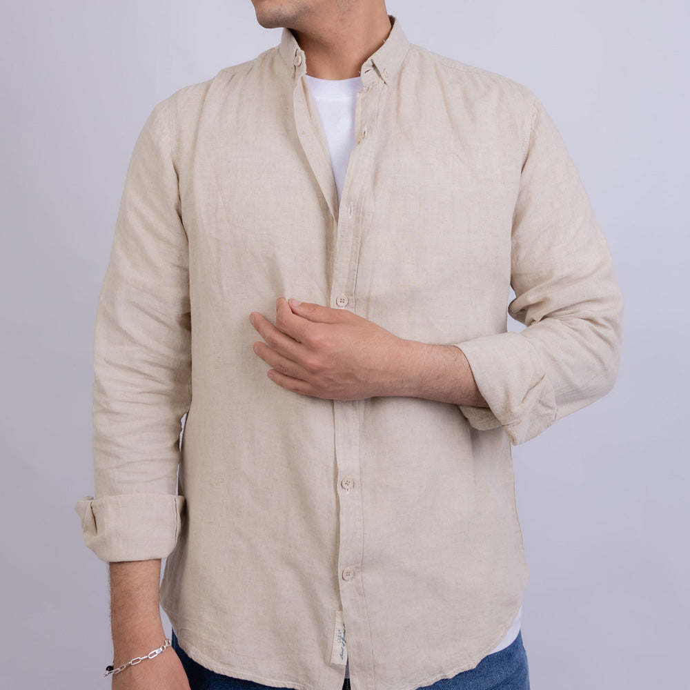 Regular Fit Linen Long Sleeve Shirt for Men