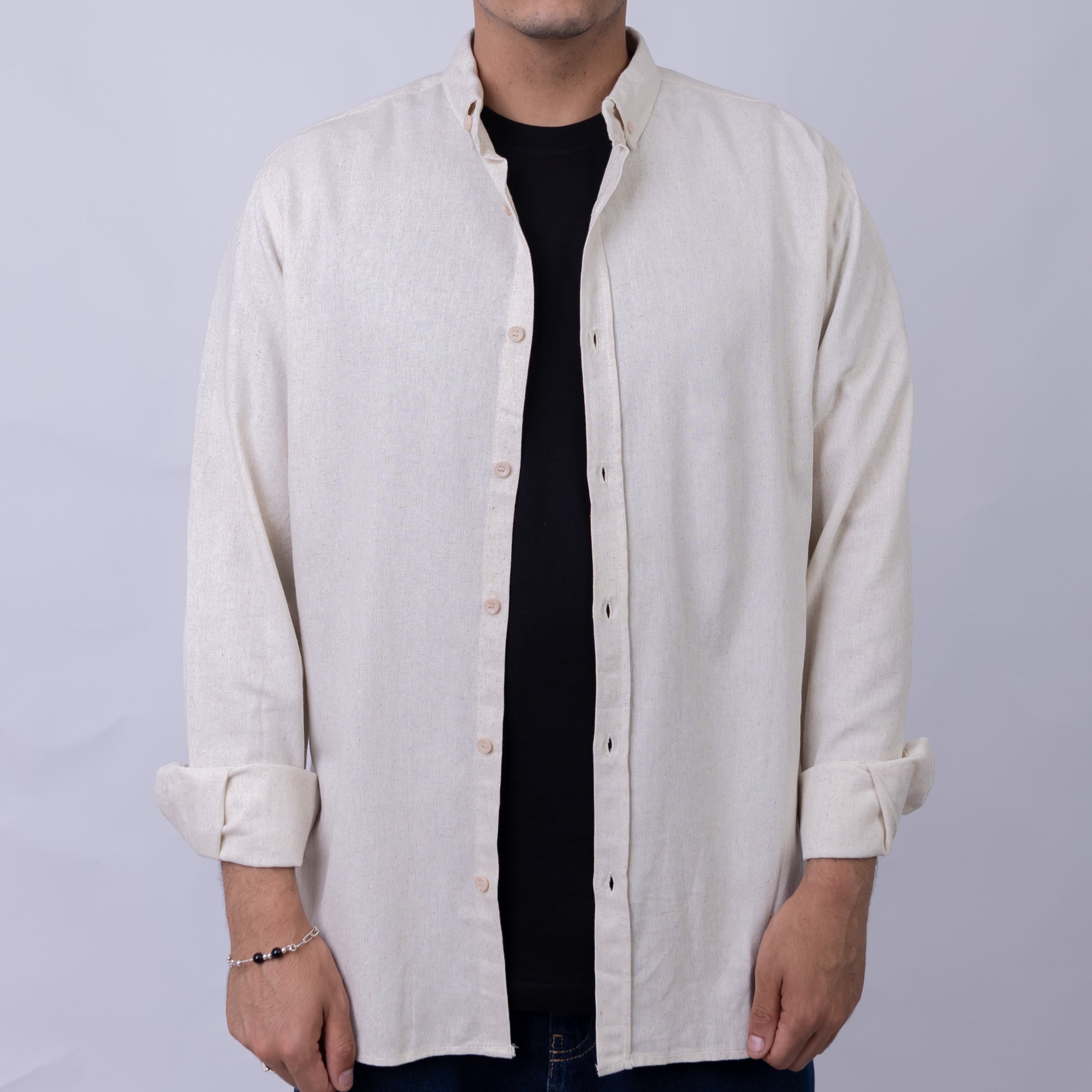 Oversized Linen Long Sleeve Shirt for Men