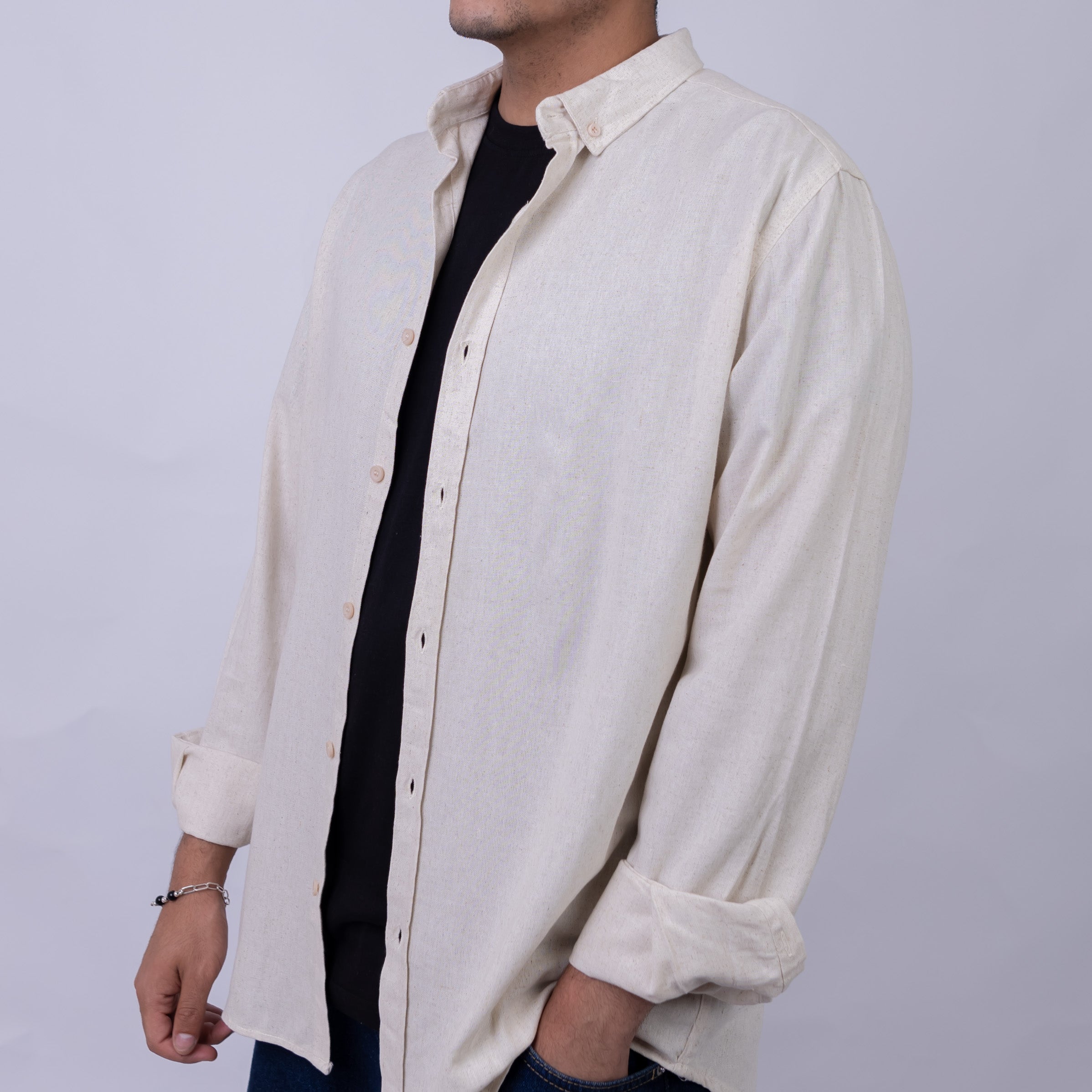 Oversized Linen Long Sleeve Shirt for Men