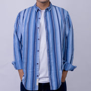 Relaxed Fit Cotton Long Sleeve Shirt for Men