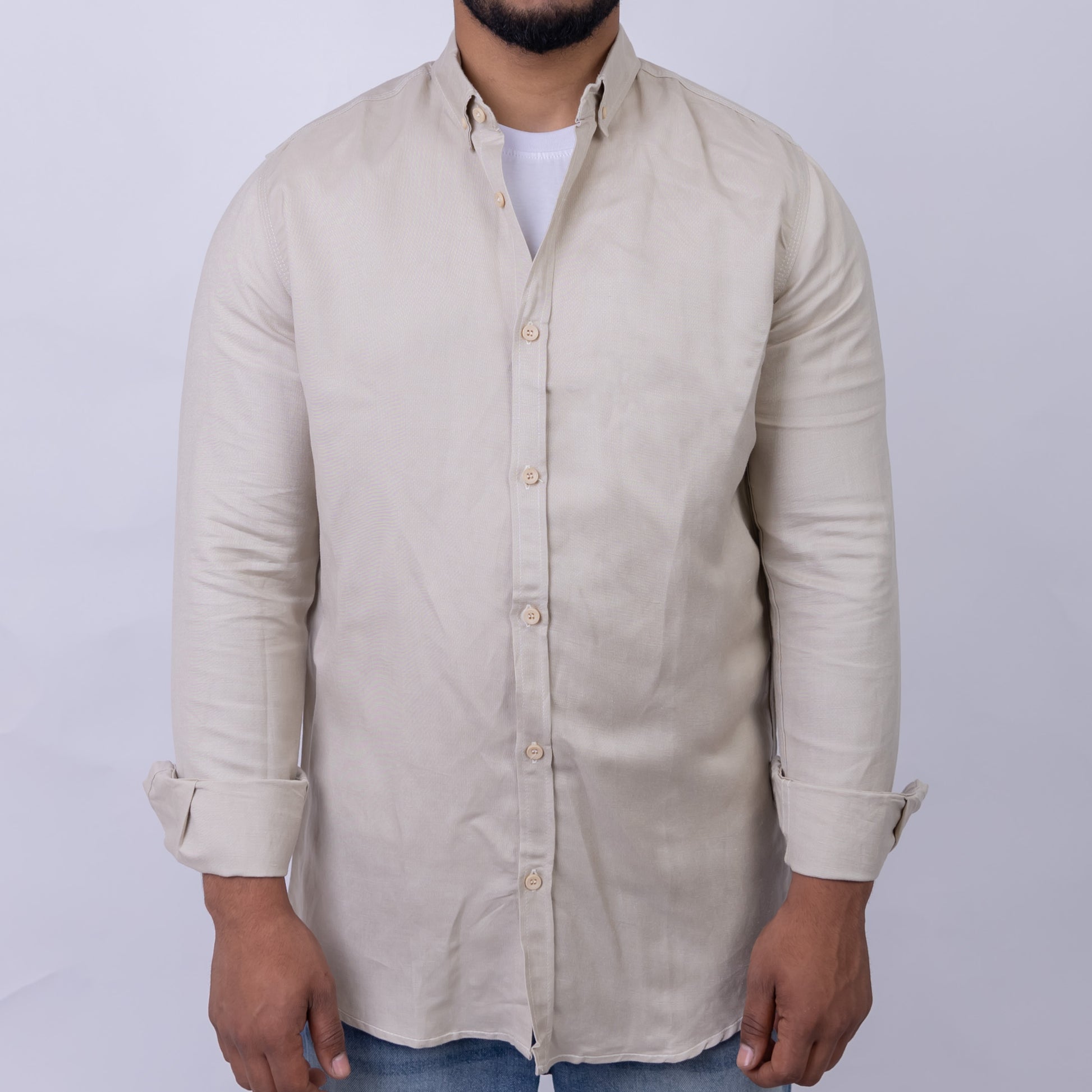 Relaxed Fit Linen Long Sleeve Shirt for Men