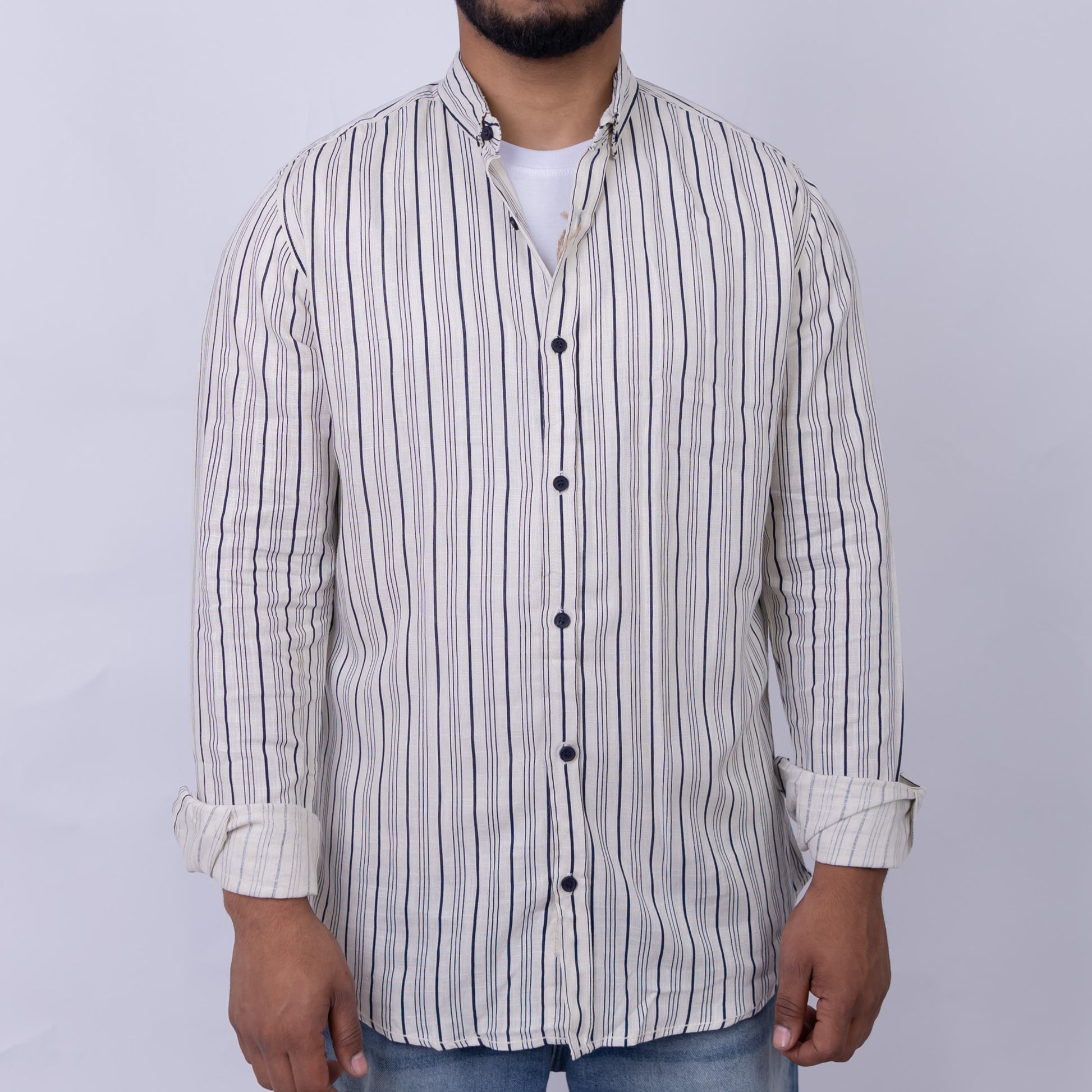 Relaxed Fit Linen Long Sleeve Shirt for Men