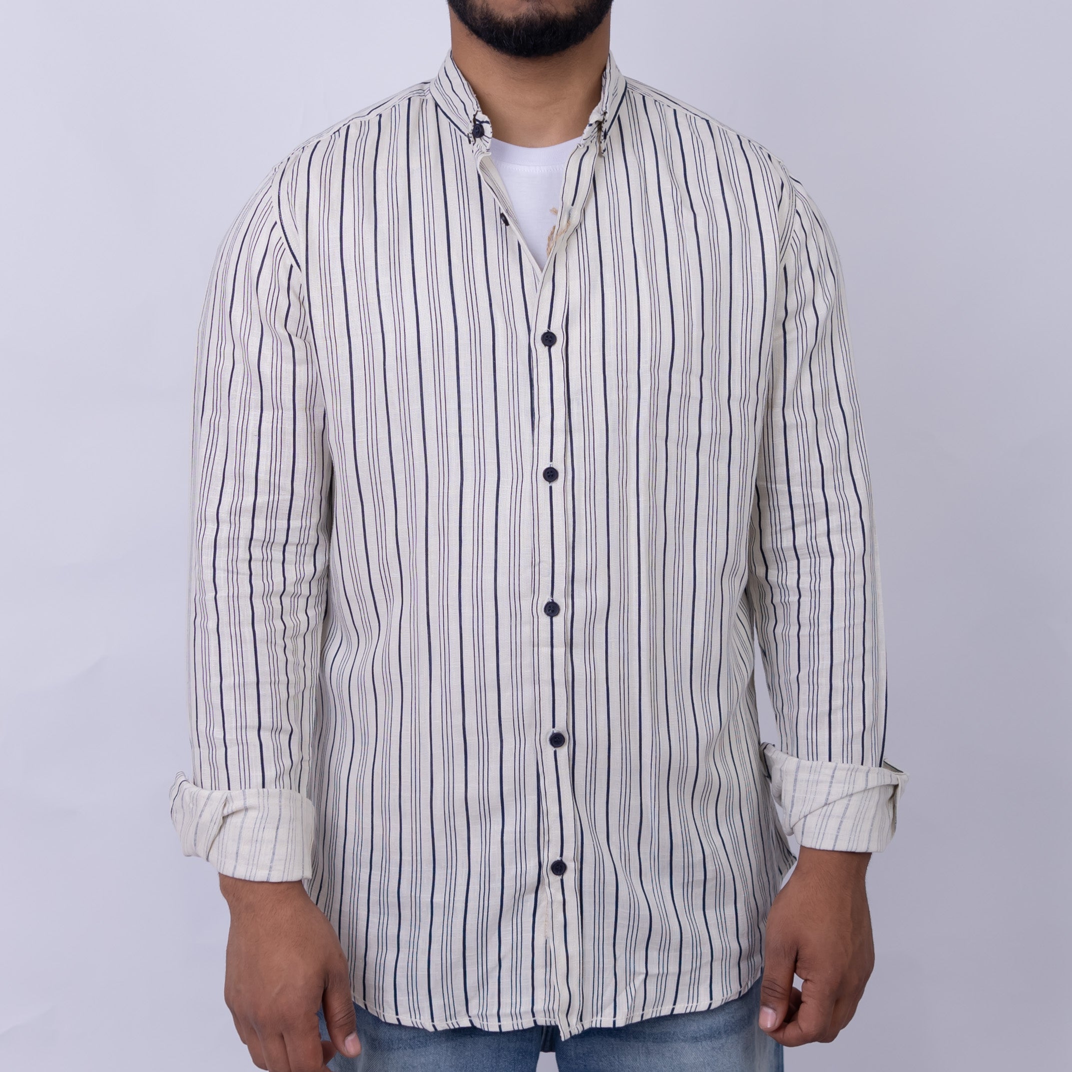 Relaxed Fit Linen Long Sleeve Shirt for Men