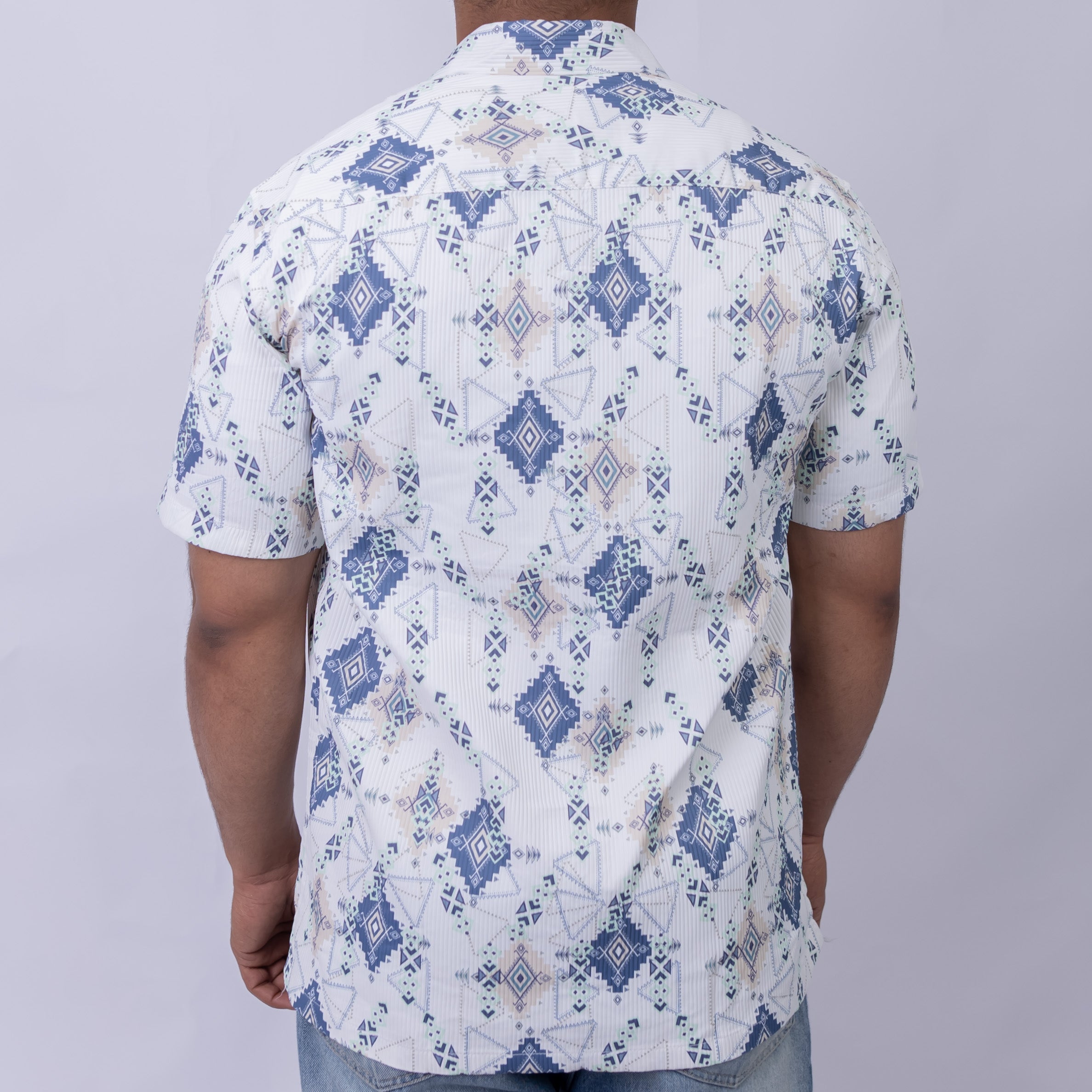 Relaxed Fit Aztec Print Short Sleeve Shirt for Men