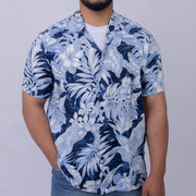 Relaxed Fit Tropical Floral Short Sleeve Shirt for Men