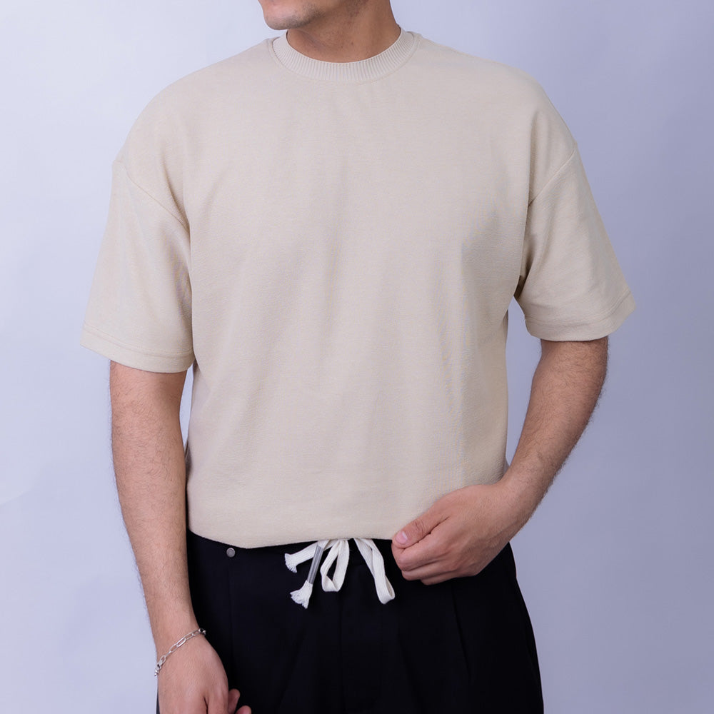 Giovane Oversized Men's Ribbed Neck Plain T-Shirt