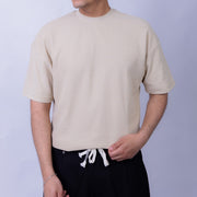 Giovane Oversized Men's Ribbed Neck Plain T-Shirt