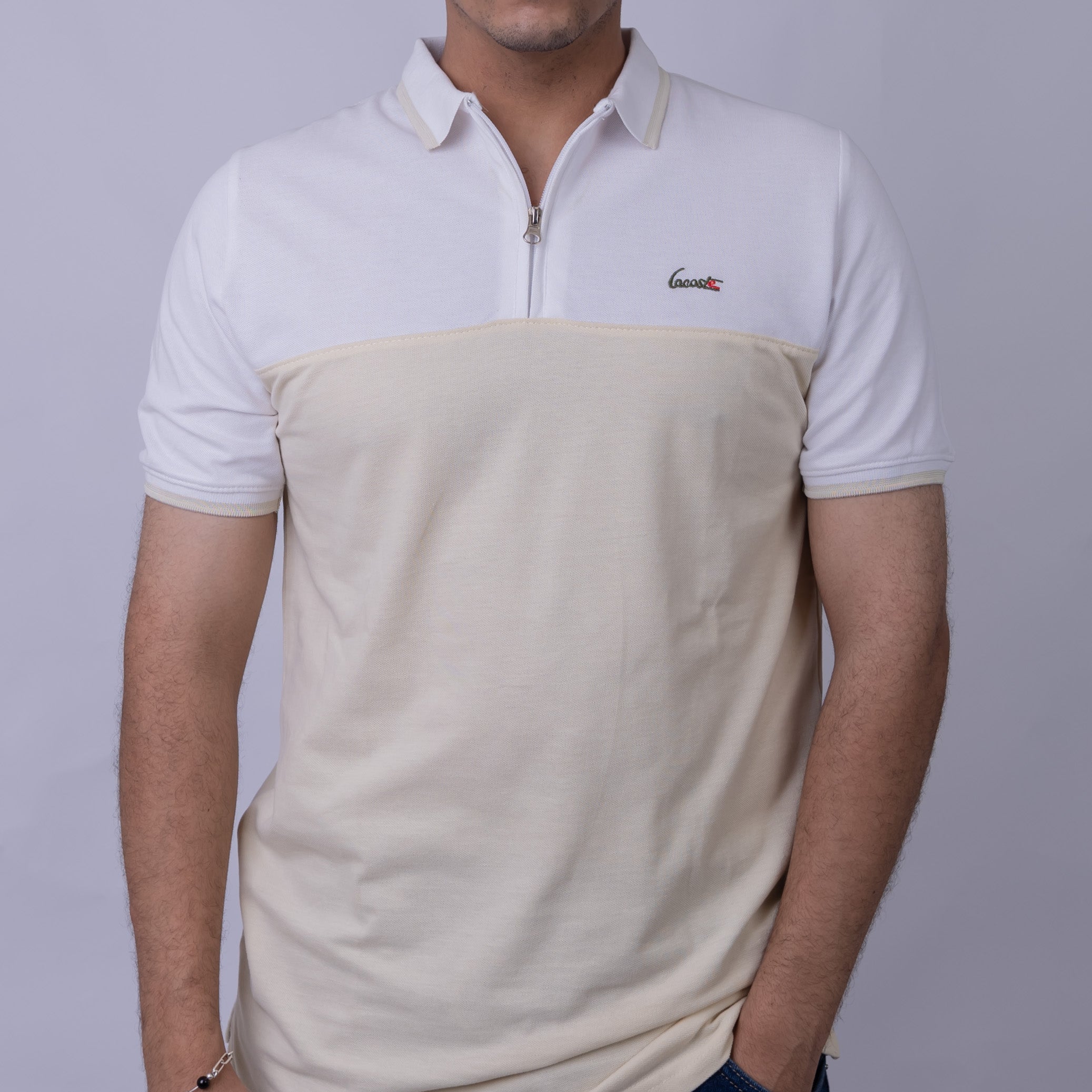 Slim Fit Half-Zip Cotton Men's Polo T-Shirt