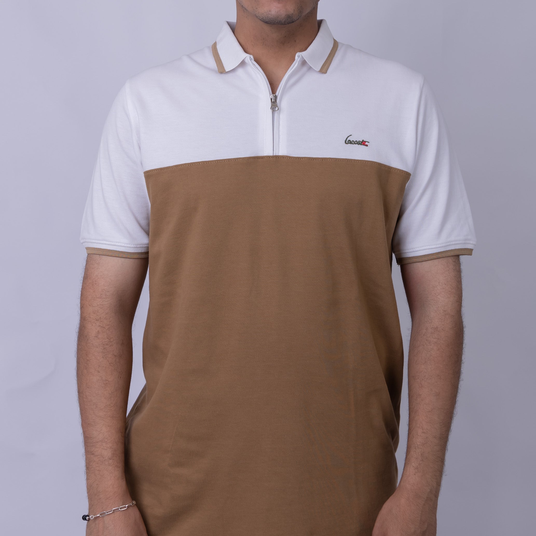 Slim Fit Half-Zip Cotton Men's Polo T-Shirt