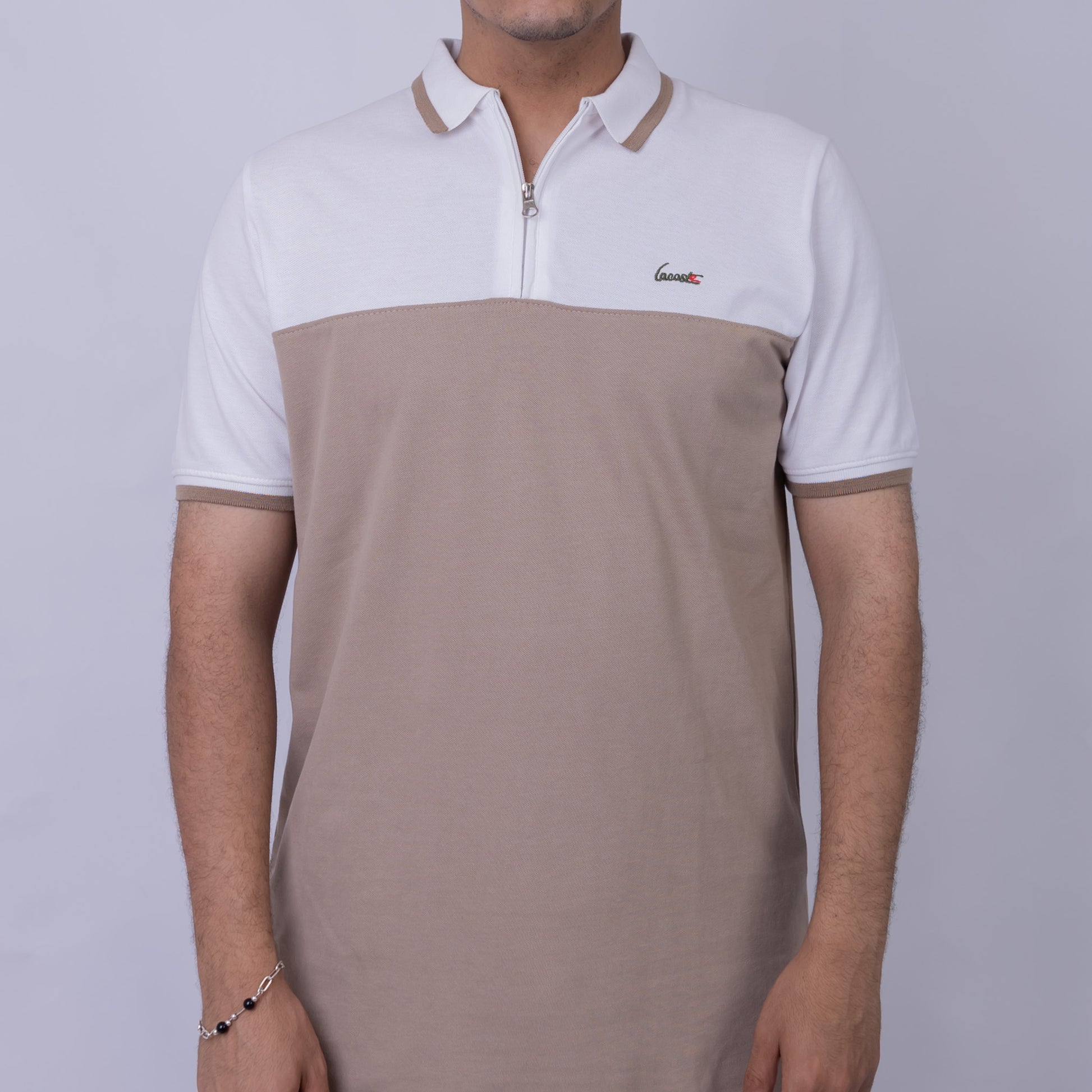 Slim Fit Half-Zip Cotton Men's Polo T-Shirt