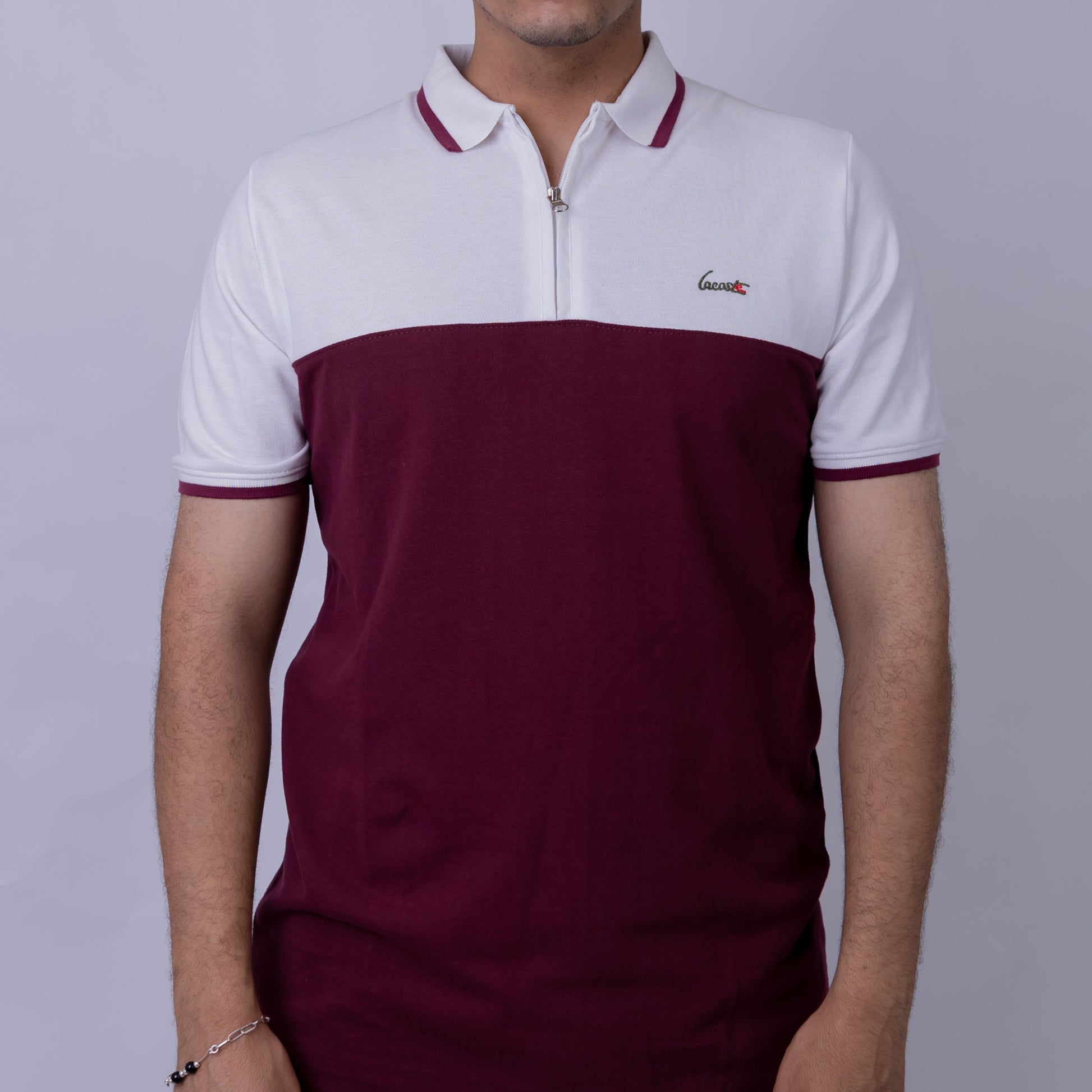 Slim Fit Half-Zip Cotton Men's Polo T-Shirt
