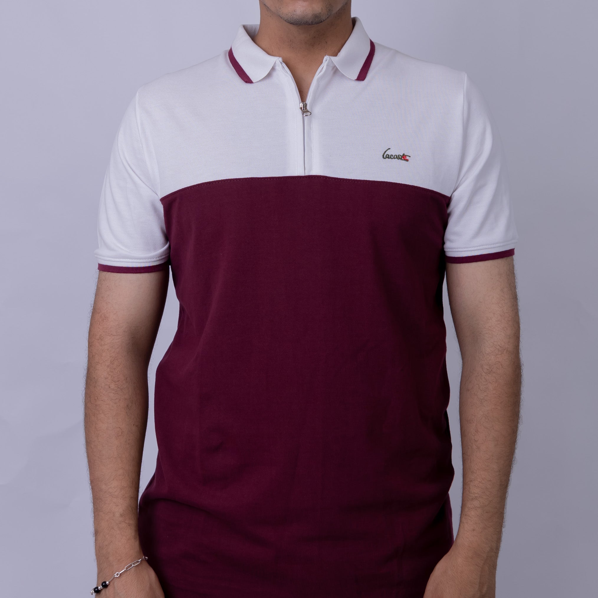 Slim Fit Half-Zip Cotton Men's Polo T-Shirt