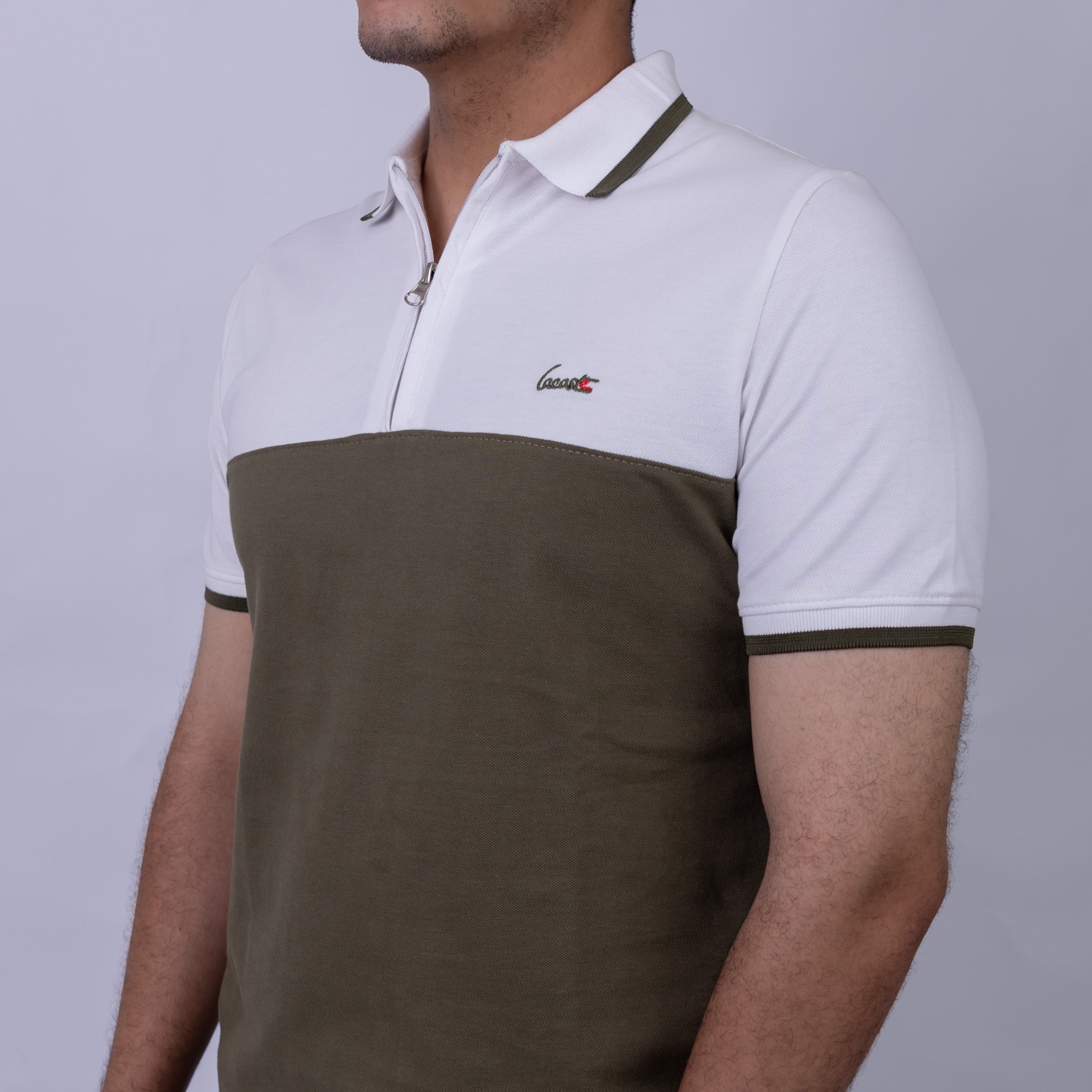 Slim Fit Half-Zip Cotton Men's Polo T-Shirt
