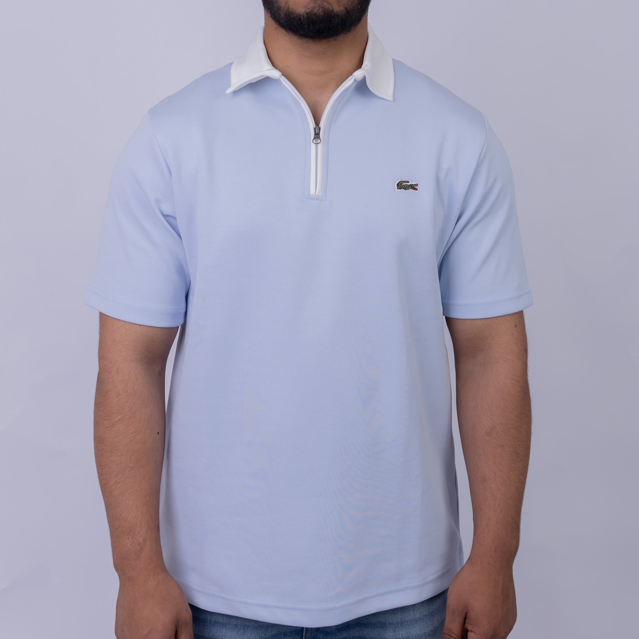 Slim Fit Half-Zip Interlock Men's Polo T-Shirt