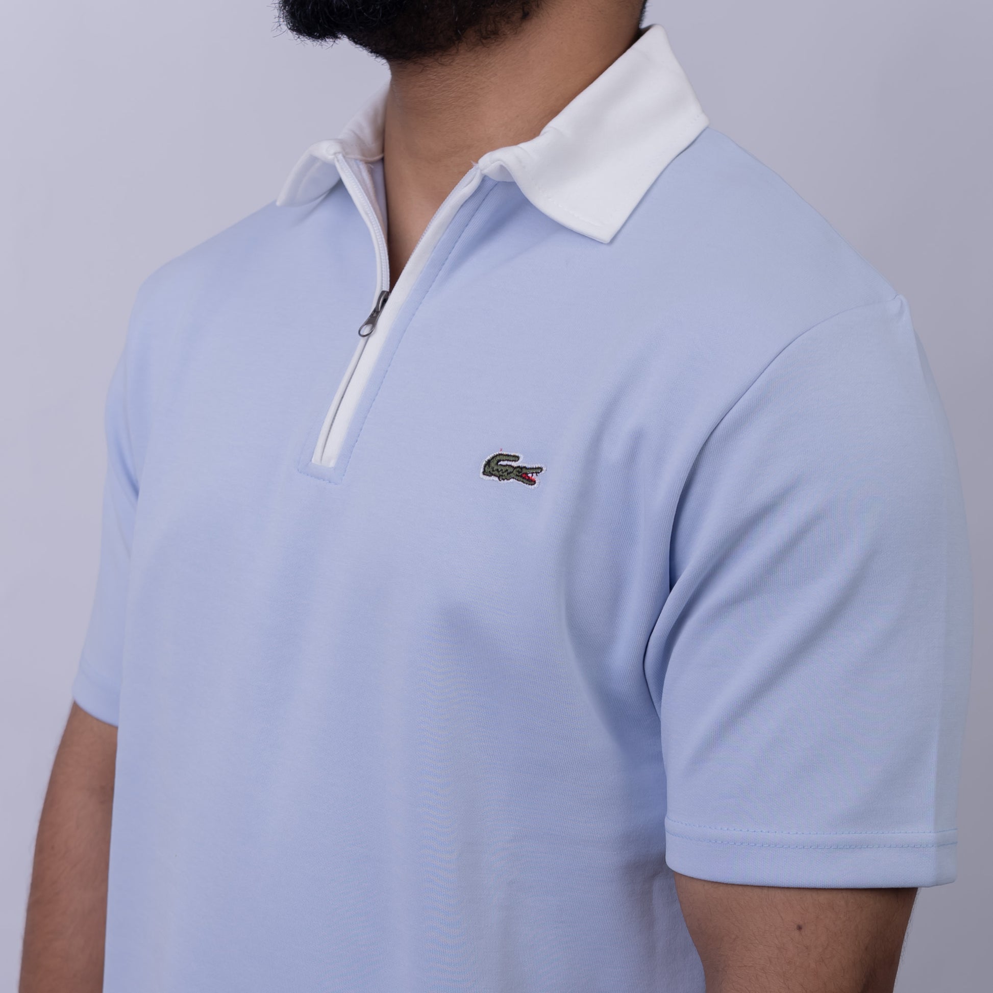 Slim Fit Half-Zip Interlock Men's Polo T-Shirt