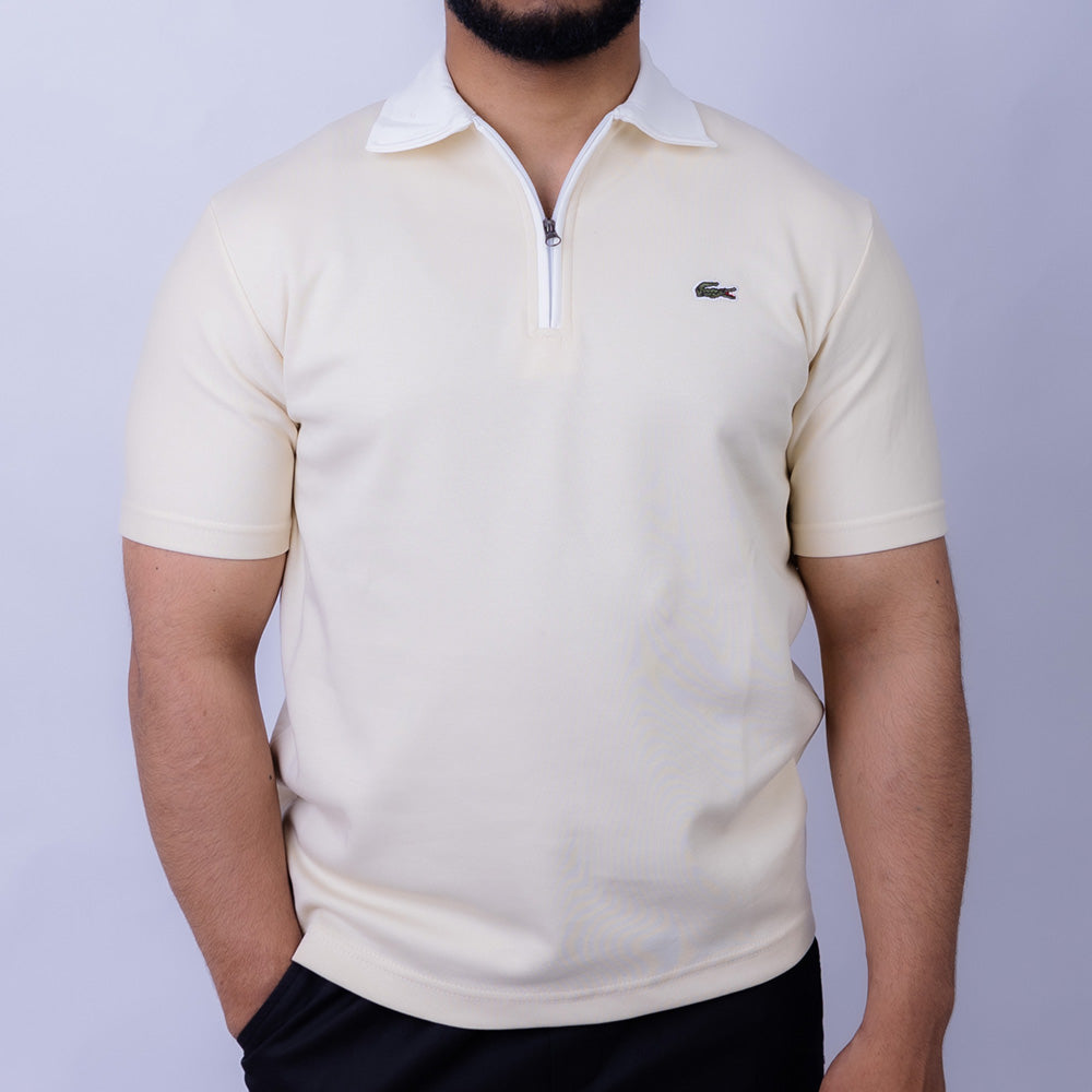 Slim Fit Half-Zip Interlock Men's Polo T-Shirt