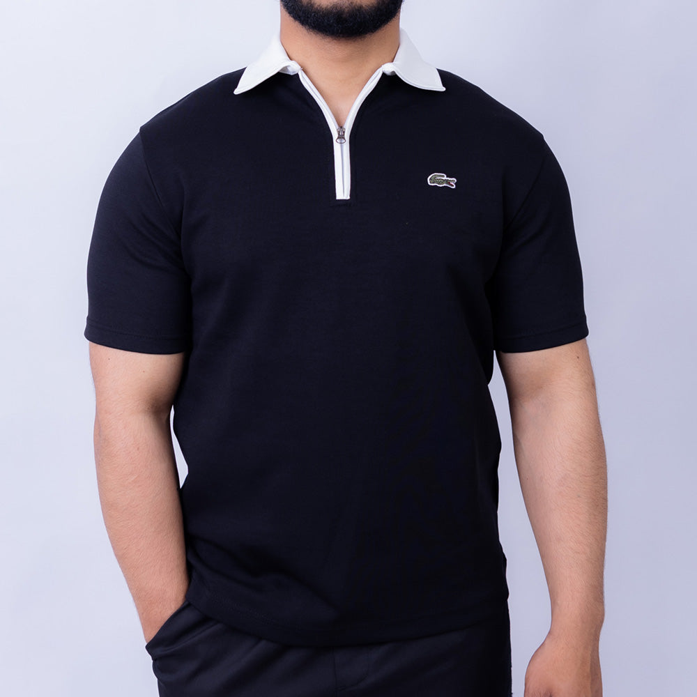 Slim Fit Half-Zip Interlock Men's Polo T-Shirt