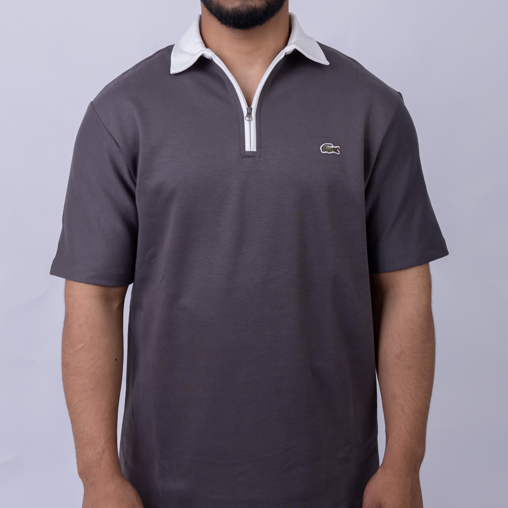 Slim Fit Half-Zip Interlock Men's Polo T-Shirt